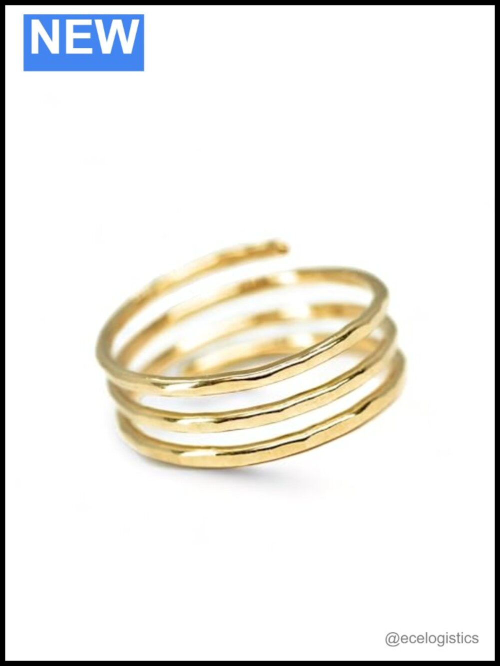 Hammered Spiral Gold Filled or Sterling Silver Semi Adjustable Ring Unisex